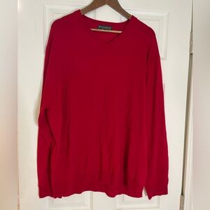 HART SCHAFFNER MARX EXTRA FINE MERINO WOOL V-Neck Sweater in tomato red - 2XB